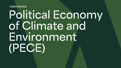 Title of conference set against a duotone green background. 