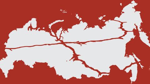 A map of Russia with intersecting lines suggesting fractures.