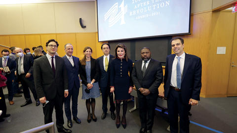 Group photo of speakers at Greek War of Independence event