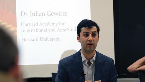 Image of Julian Gewirtz speaking at the Weatherhead Forum