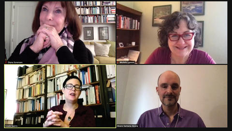 Zoom screenshot of Ascent to Glory book talk with Alvaro Santana-Acuna
