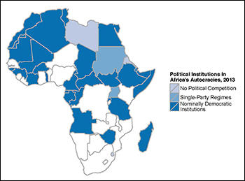Map of Africa's political institutions in 2013
