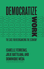 Book cover for Democratize Work with the word 'work' repeating