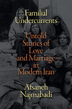 Book cover for Familial Undercurrents against black and gray photo of women and children sitting on steps