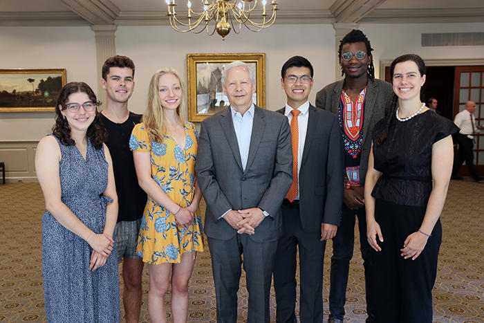 Image of the 2018-2019 Juster Fellows with Ken Juster