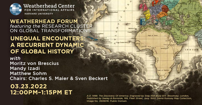 Event graphic with illustration of world map crowded by dark clouds