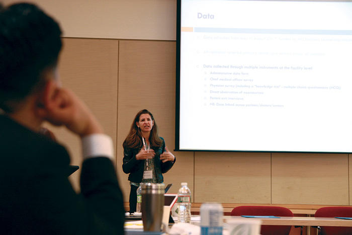 Image of Melani Cammett at closed conference in October 2018