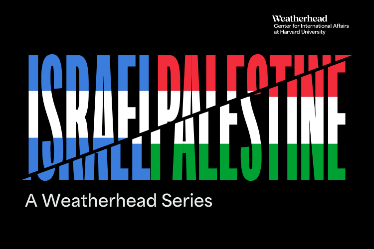 Series graphic with title set in Israeli and Palestinian flag colors against a black background.