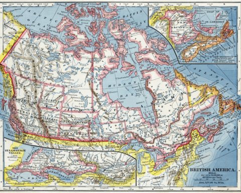A map of Canada featuring the words, British America.