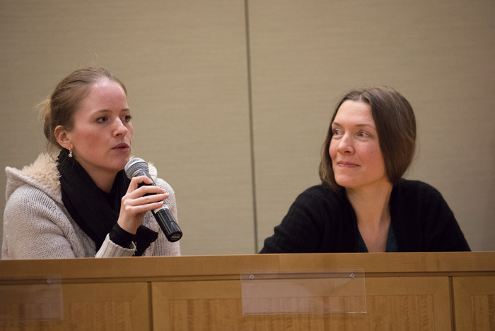 Image of audience member asking question at Jodidi Lecture