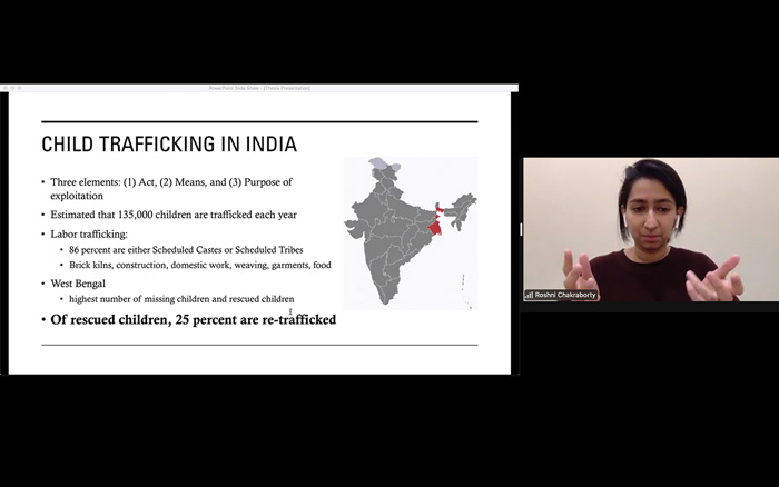 Undergraduate Associate Roshni Chakraborty gives a talk on Zoom