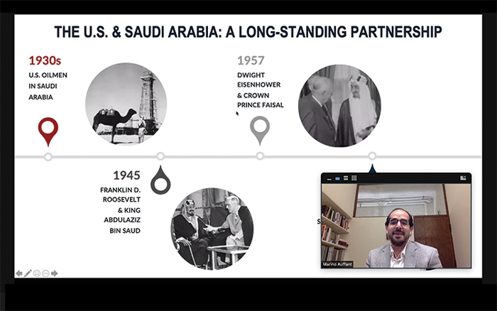 Zoom screenshot of GSA Marino Auffant sharing research