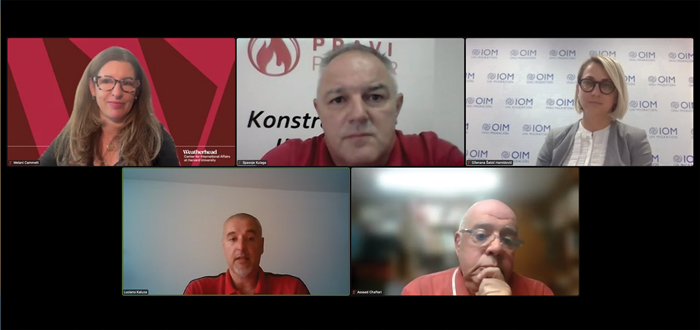 Screenshot of Weatherhead Forum panelists.