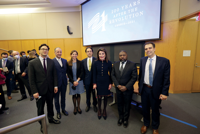 Group photo of speakers at Greek War of Independence event