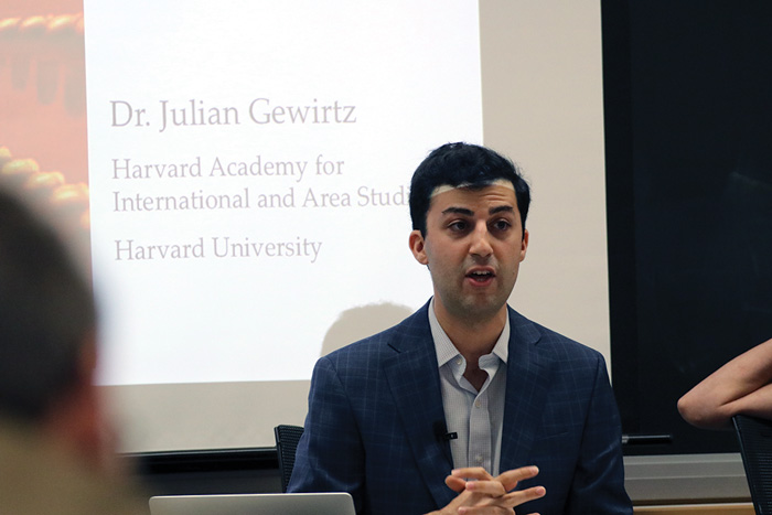 Image of Julian Gewirtz speaking at the Weatherhead Forum