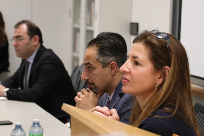 Image of Shi'ism panel including Melani Cammett, Payam Mohseni, and Trita Parsi